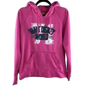Vintage Disney Parks Women's Disney World Pink Felted Letters Mickey Hoodie Sz M